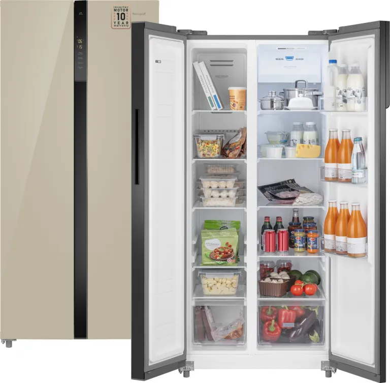 Weissgauff WSBS 500 Inverter NoFrost Beige Glass