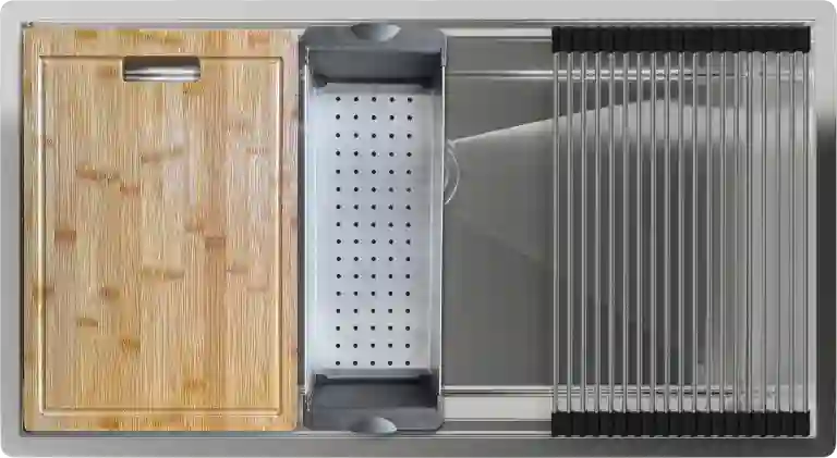 Rivelato Rinox 8044 UN нерж.сталь 1 чаши 800*440*200 в комплекте (доска, коландер, рол мат)