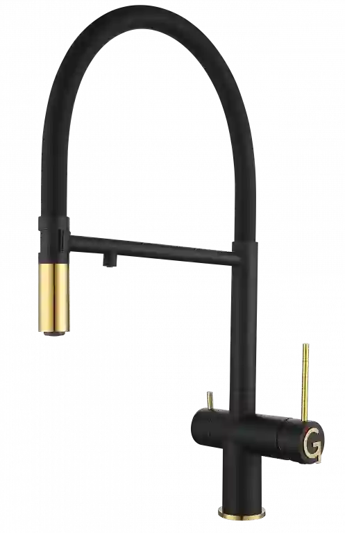 Rivelato Adria U-обр. гибкий излив с краном питьевой воды D-35мм nero/oro