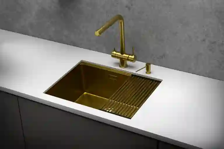 Granula KS-6045U, ЗОЛОТО САТИН, стальная кухонная мойка KITCHEN SPACE