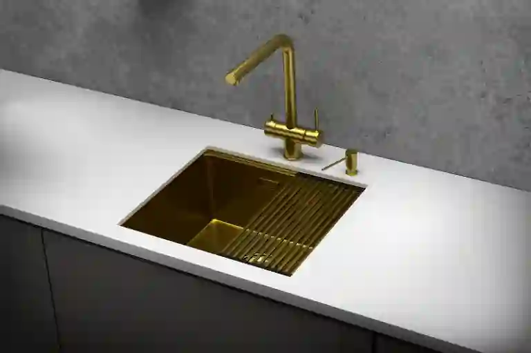 Granula KS-5045U, ЗОЛОТО САТИН, стальная кухонная мойка KITCHEN SPACE