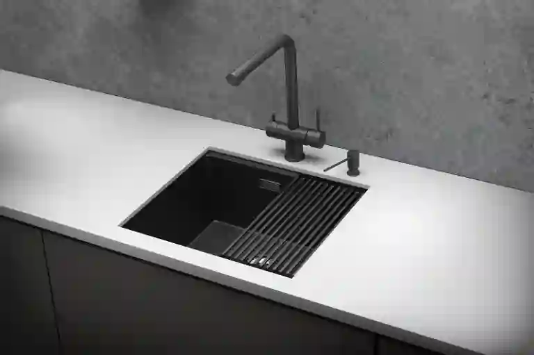 Granula KS-5045U, ЧЕРНЫЙ МАТОВЫЙ, стальная кухонная мойка KITCHEN SPACE