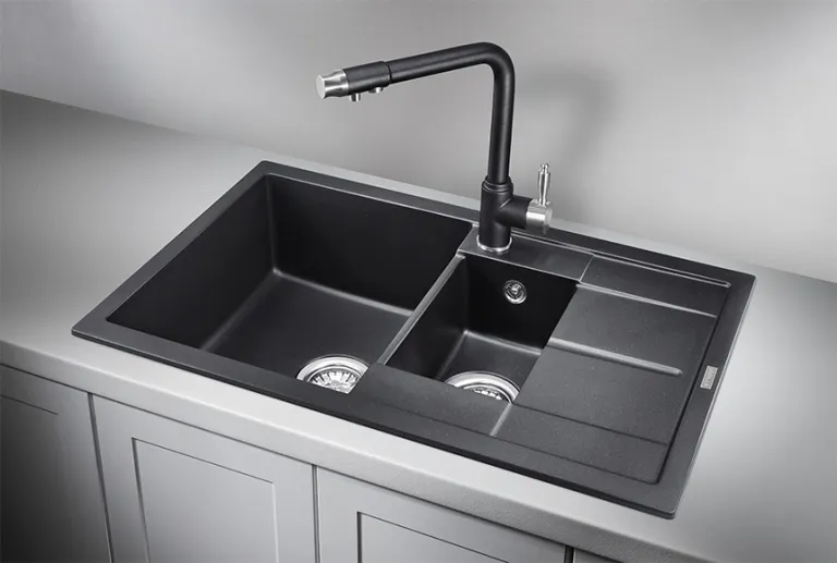 Granula 7802, ШВАРЦ (чёрный металлик), кухонная мойка, кварц