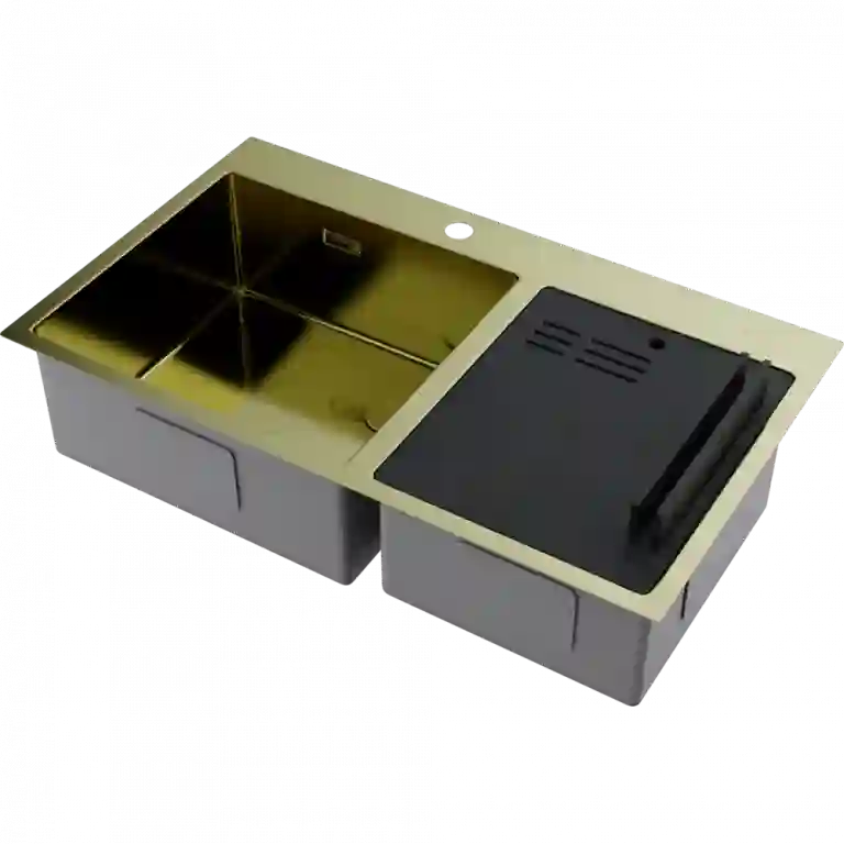 Omoikiri Akisame 86-2 Side-LG нерж. сталь/светлое золото